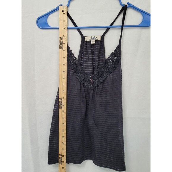 LEI Lace Trim Tank Top Stretch Junior M Fairy Grunge Y2K Elena Gilbert Spaghetti - Picture 11 of 12